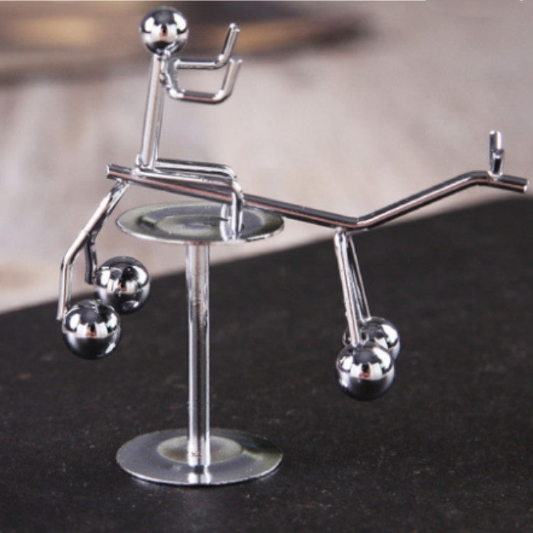 Mini Balance Little Iron Man Decompression Ornament Tumbler Sports Metal Crafts, Weightlifting, Seesaw, Mini Guitar, Horizontal Bar, Cradle, Horse Riding
