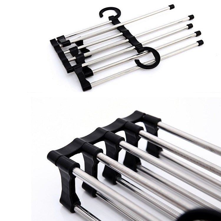 Multifunctional  5 in 1 Telescopic Folding Wardrobe Magic Trousers Rack, 5 in 1 Telescopic Rack