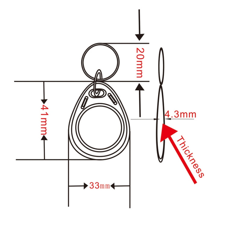 10PCS IC Access Control Card Entree Control M1 Compatibel Fudan Rfid 13.56Mhz Keyfob Sleutelhanger Tag Sleutelhanger(Red)
