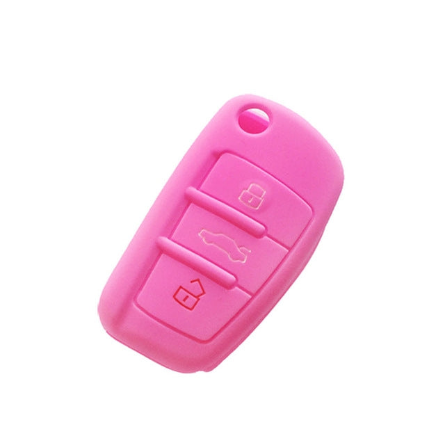 2 PCS Car Key Cover Silicone Flip Key Remote Holder Case Cover for Audi Q3 A3 A1, Black, Green, Pink, Blue, Red