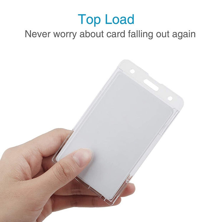 20 PCS Hard Plastic ID Badge Card Holder Integrated Injection Molded Transparent Double-sided Card Holder, Vertical Type PS