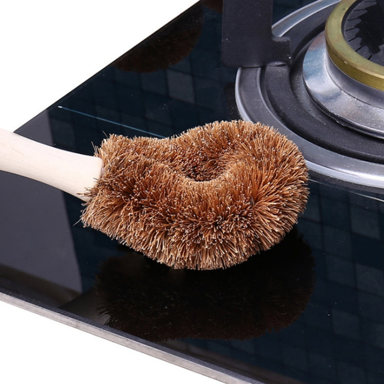 10 PCS Natural Coconut Palm Non-stick Oil Long Handle Pot Brush Cleaning Brush Kitchen Cleaning Tool, Coconut Palm Brush