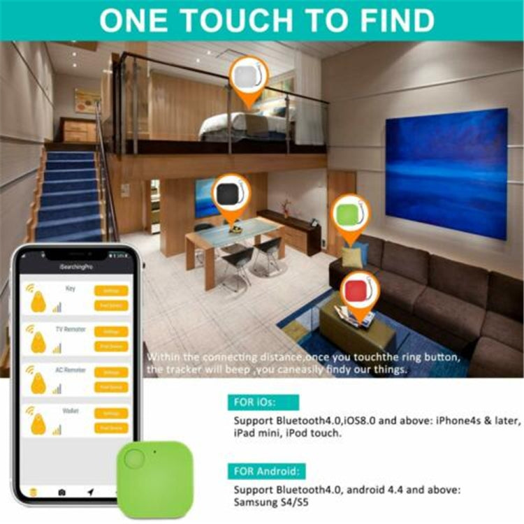 Portable Mini Square Anti Lost Device Smart Bluetooth Remote Anti Theft Keychain Alarm(Pink)