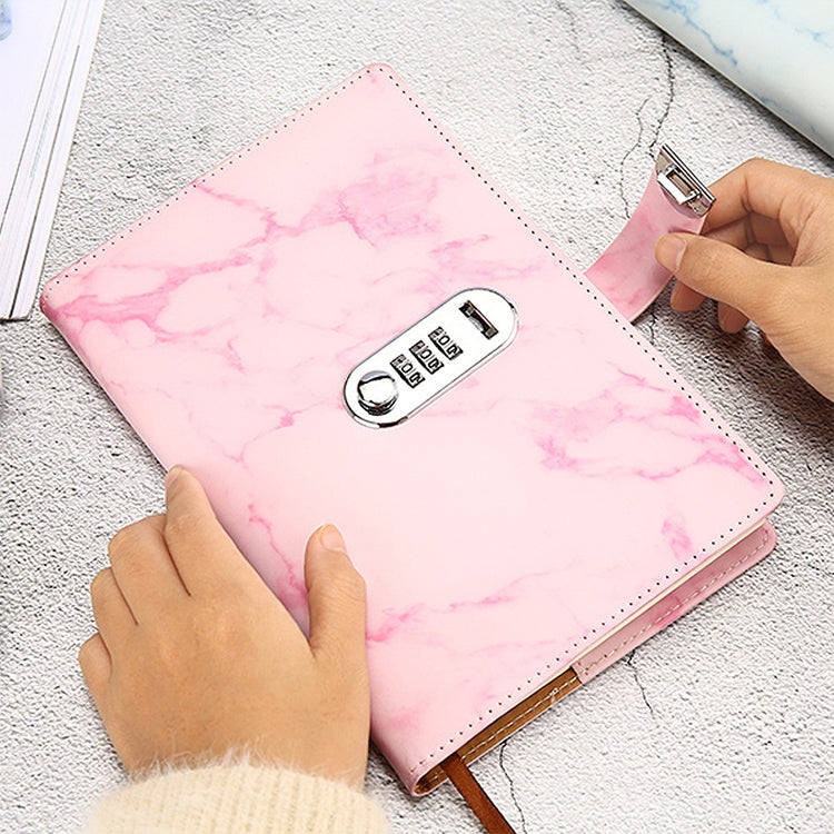 A5 Marble Texture Retro Password Lock Notebook Multifunctional Student Handbook Notepad