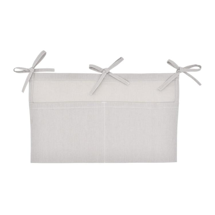Linen Crib Organizer Hanging Bag 2-Pocket Multi-Functional Storage for Diapers, Burp Cloths & Teething Toys