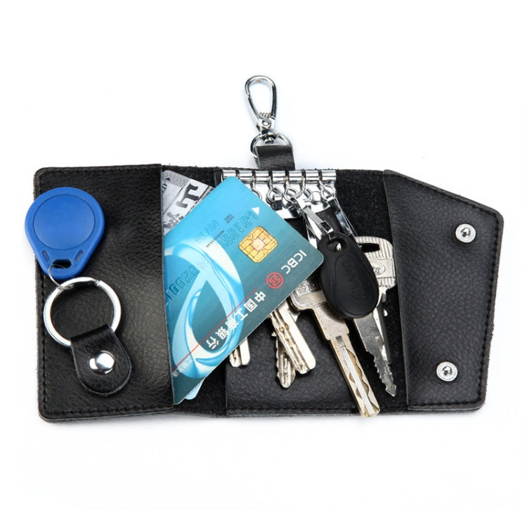 Multifunctional Litchi Texture Leather Keychain Bag Car Key Bag