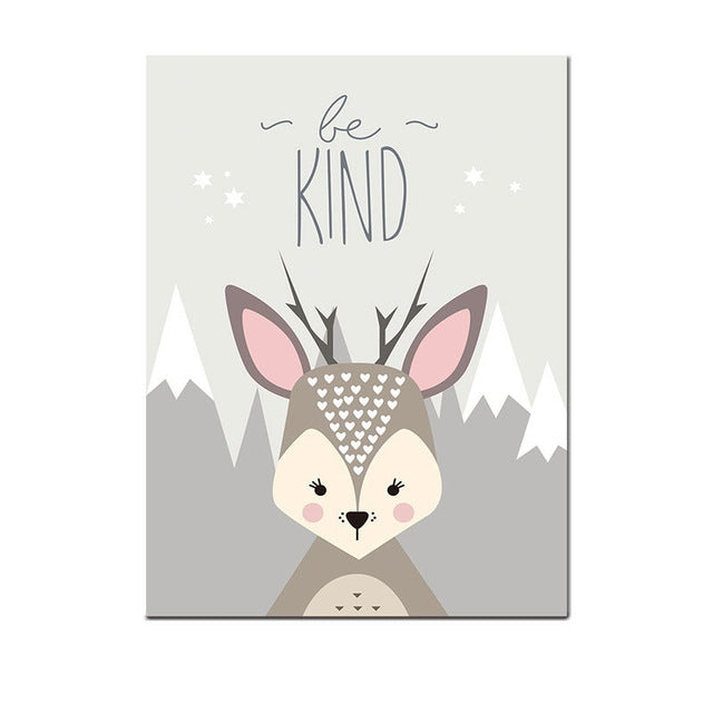 Animal Poster Painting Cartoon Nursery Wall PictureBaby Kids Room Decoration without Frame, 40x50cm