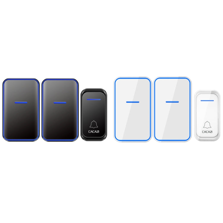 CACAZI A68-2 One to Two Wireless Remote Control Electronic Doorbell Home Smart Digital Wireless Doorbell, Style:EU Plug(Black)