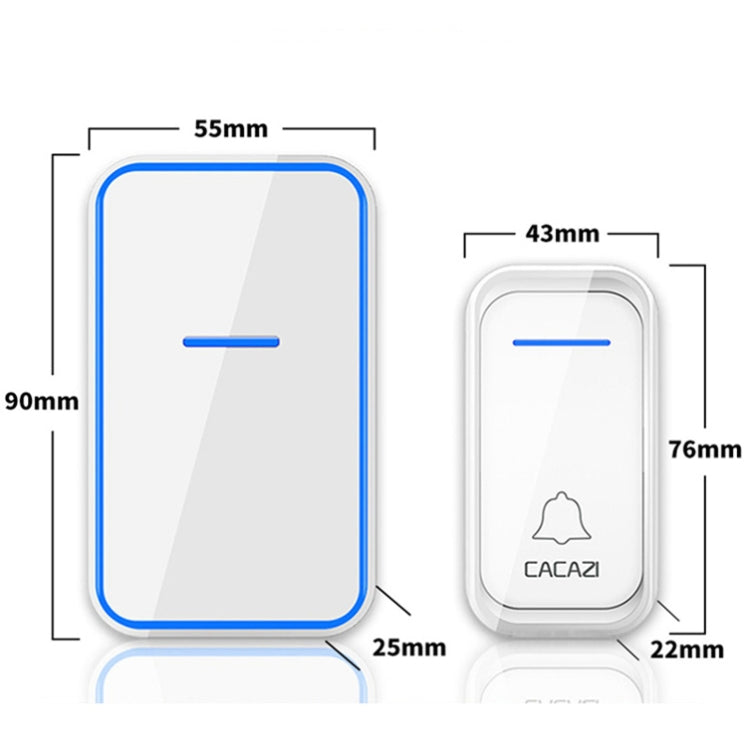 CACAZI A68-2 One to Two Wireless Remote Control Electronic Doorbell Home Smart Digital Wireless Doorbell, Style:EU Plug(Black)