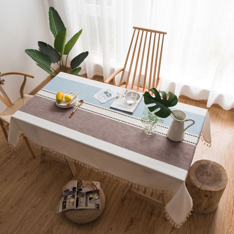 Rectangle Cotton Linen Tassels Dining Tablecloth Wedding Party Kitchen Home Decoration Table Cover, 100x140cm, 140x140cm, 140x160cm, 140x180cm, 140x200cm, 140x220cm, 140x250cm, 140x260cm, 140x300cm