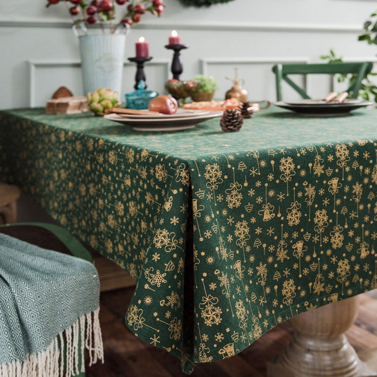Linen Cotton Christmas Party Tablecloth Rectangle Bronzing Dinning Table Cover, 100x140cm, 140x140cm, 140x160cm, 140x180cm, 140x200cm, 140x220cm, 140x240cm, 140x260cm, 140x300cm, 90x90cm