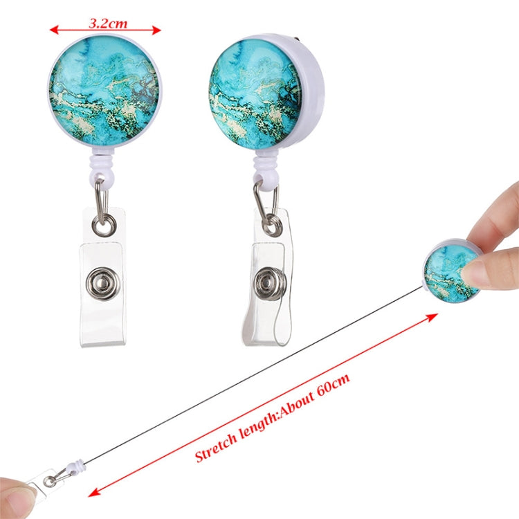 2 PCS Night Starry Sky Marble Crack Puller Retractable Buckle Lanyard Business Key Buckle Card Holder, Dark Blue Starry Crocodile Clip, Marble Alligator Clip, Aqua Blue Crocodile Clip, Purple Crocodile Clip