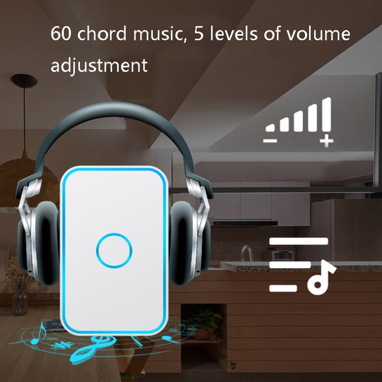 CACAZI A78 Long-Distance Wireless Doorbell Intelligent Remote Control Electronic Doorbell, Style:US Plug(Elegant Black)