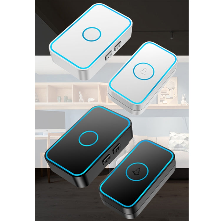 CACAZI A78 Long-Distance Wireless Doorbell Intelligent Remote Control Electronic Doorbell, Style:UK Plug(Elegant Black)