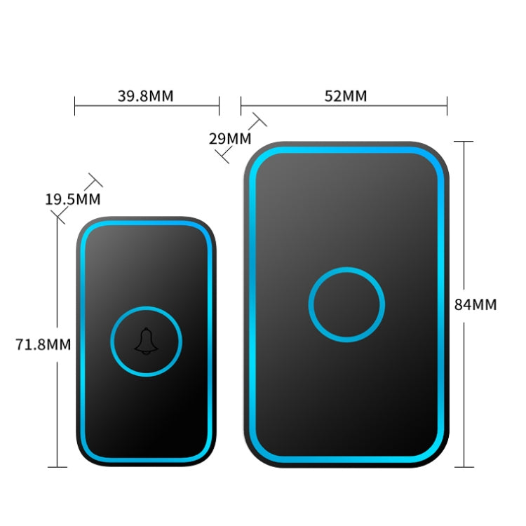 CACAZI A78 Long-Distance Wireless Doorbell Intelligent Remote Control Electronic Doorbell, Style:UK Plug(Elegant Black)