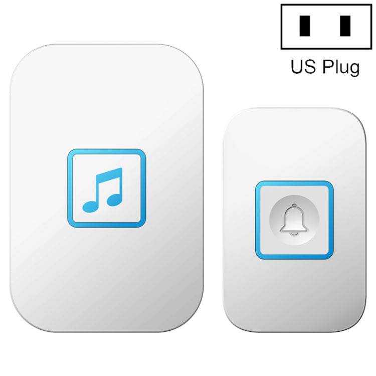 CACAZI A86 Electronic Music Remote Control Doorbell One For One AC Wireless Doorbell, Style:US Plug(White)