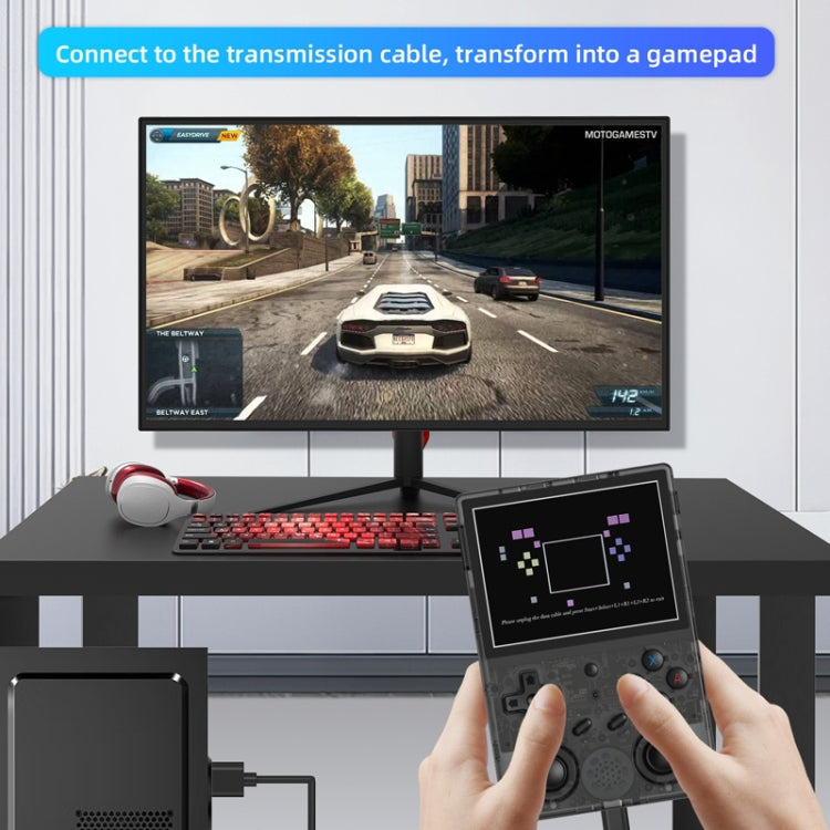 ANBERNIC RG353VS 3.5 Inch Wireless Game Box Linux Single OS Handheld Game Console 64G 15,000 Games(Transparent Black)