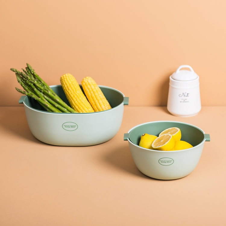 Kitchen Rice Pan Double-dish Vegetable Drain Basket Plastic Fruit Basket, U Shape Light Green, U Shape Dark Red, U Shape Light Gray, O Shape Light Green, O Shape Dark Red, O Shape Light Gray