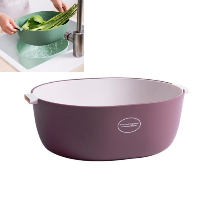 Kitchen Rice Pan Double-dish Vegetable Drain Basket Plastic Fruit Basket, U Shape Light Green, U Shape Dark Red, U Shape Light Gray, O Shape Light Green, O Shape Dark Red, O Shape Light Gray