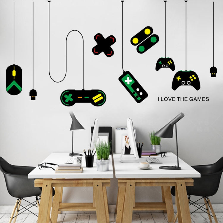 2 PCS Game Console Game Handle Chandelier Wall Stickers Internet Cafe Study Computer Desk Background Sticker