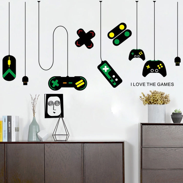 2 PCS Game Console Game Handle Chandelier Wall Stickers Internet Cafe Study Computer Desk Background Sticker