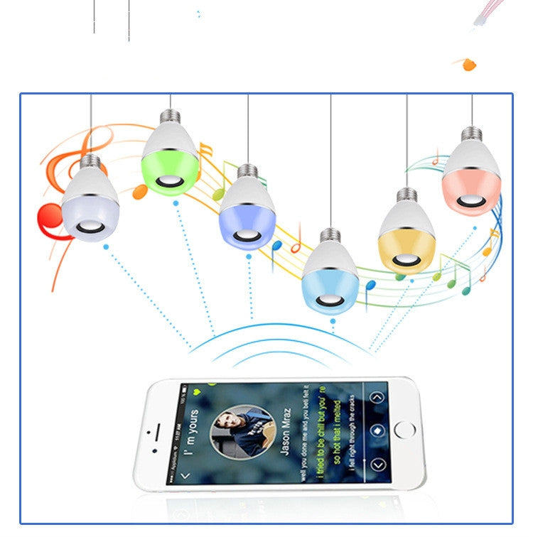 E27 LED Music Bulb Smart Colorful Remote Control Wake Up Light, APP Multi-link Music Light, APP+Remote Control