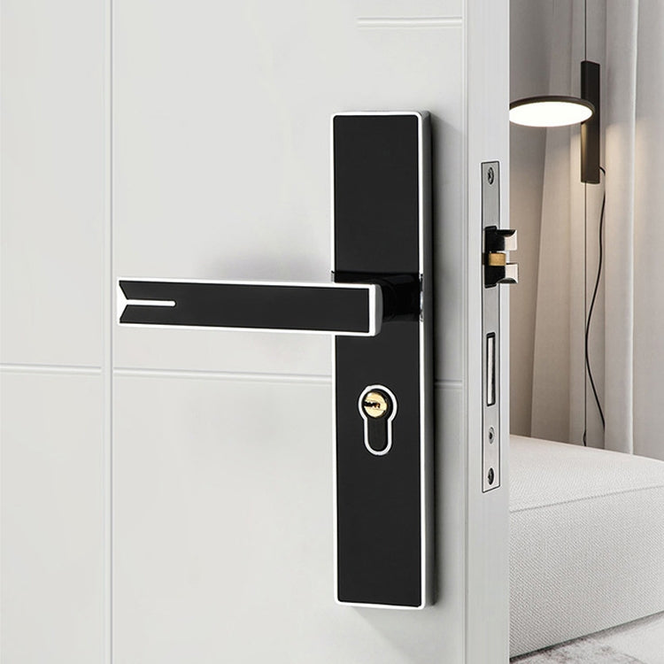 Mute Strong Magnetic Aluminum Alloy Interior Door Lock Door Bedroom Hardware Handle Lock, Color:Black Gold Small 50 Lock Body