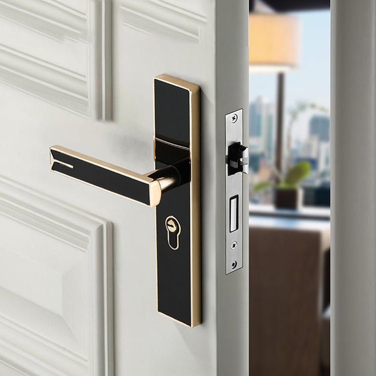 Mute Strong Magnetic Aluminum Alloy Interior Door Lock Door Bedroom Hardware Handle Lock, Color:Black Gold Small 50 Lock Body