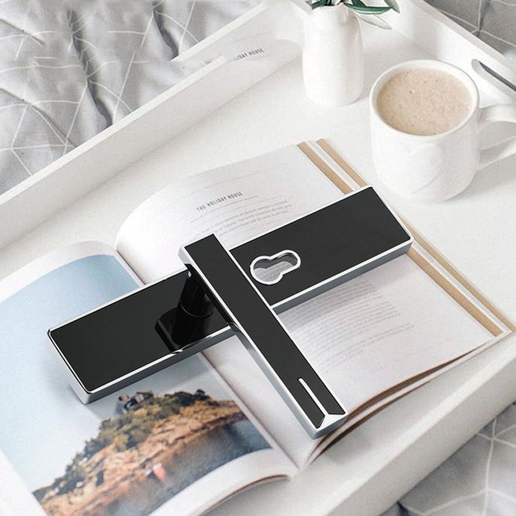 Mute Strong Magnetic Aluminum Alloy Interior Door Lock Door Bedroom Hardware Handle Lock, Color:Black Silver Large 50 Lock Body