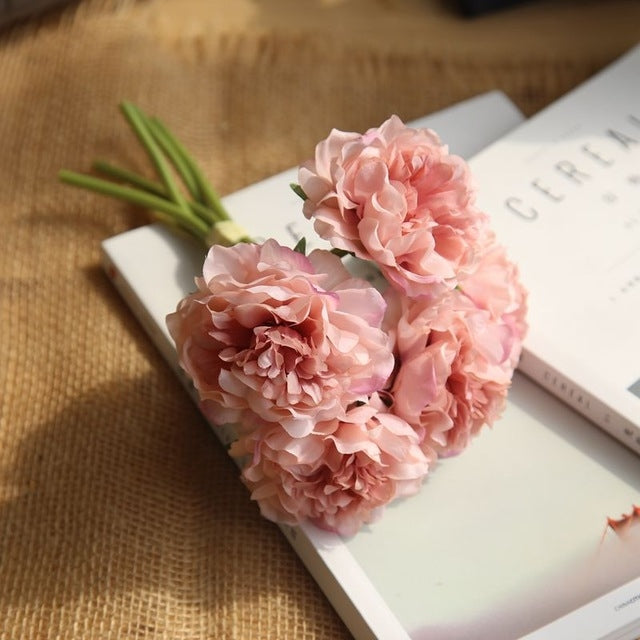 5 Heads Fake Flowers Artificial Flowers Peony Bouquet for Wedding and Home Decoration