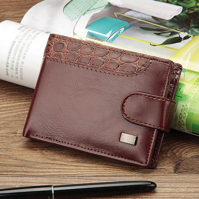 Men Vintage Leather Hasp Short Coin Pocket Purse Card Holder Wallets