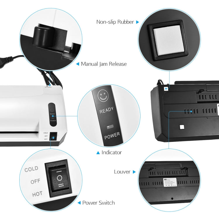 DSB HQ236 Laminator A4 File Laminating Machine Photo Sealing Machine Cold Laminating Thermoplastic Machine with Paper Trimmer Cutter, HQ236