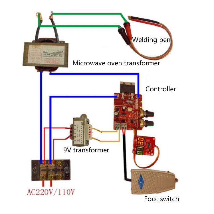 NY-D01 Spot Welding Machine Control Board Adjustment Time Current Digital Display Control Board, 40A, 100A