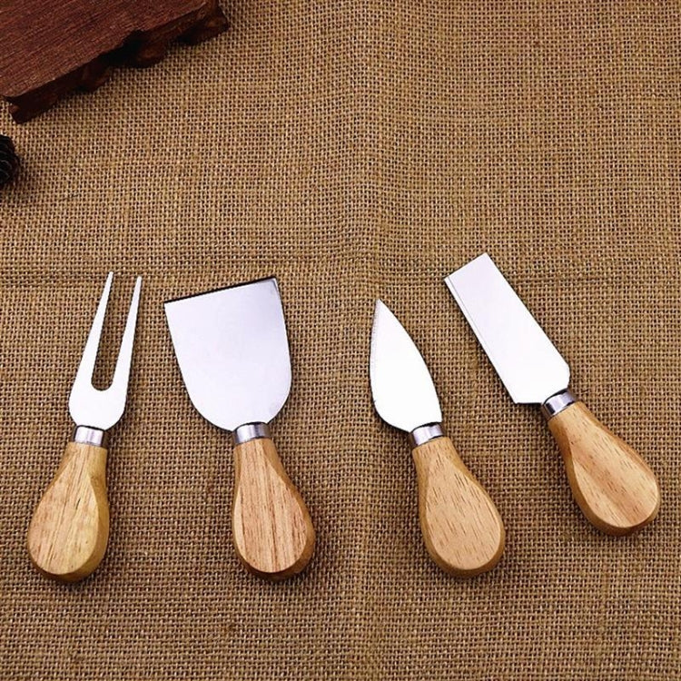 4pcs / Set Stainless Steel Cheese Knife Bamboo Handle Cheese Slicer Wood Handle Cheese Knives Set Cutter, 4 in 1  Cheese Knife
