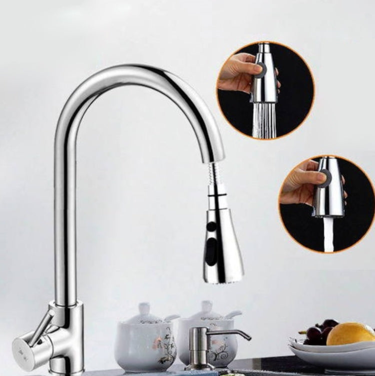 Kitchen Pull-out Faucet Hot And Cold Home 304 Stainless Steel Retractable Rotating Faucet, Electroplated Copper, Brushed Copper, Stainless Steel Black, Plating 304, Copper Plating + Water Stop