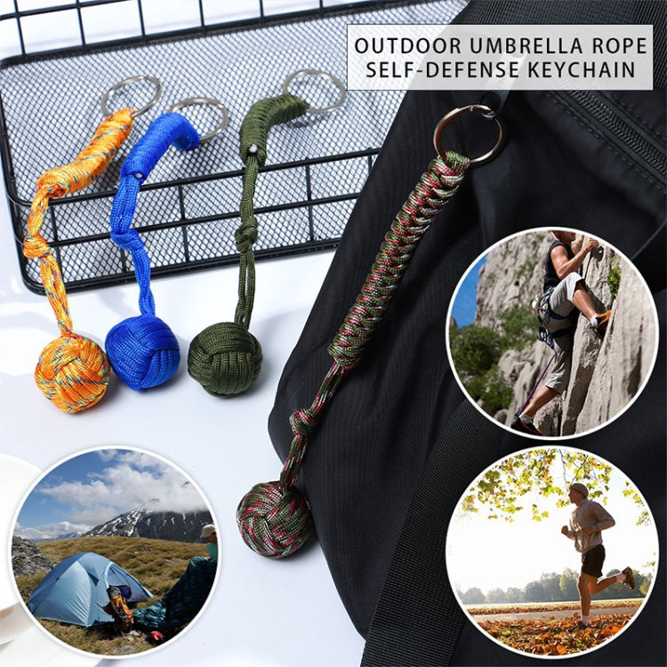 Outdoor Security Protection Black Monkey Fist Steel Ball Bearing Self Defense Lanyard Survival Key Chain(Black&White)