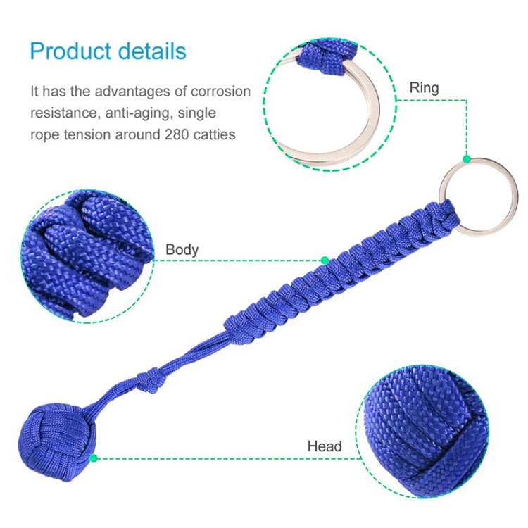 Outdoor Security Protection Black Monkey Fist Steel Ball Bearing Self Defense Lanyard Survival Key Chain(Black&Yellow)