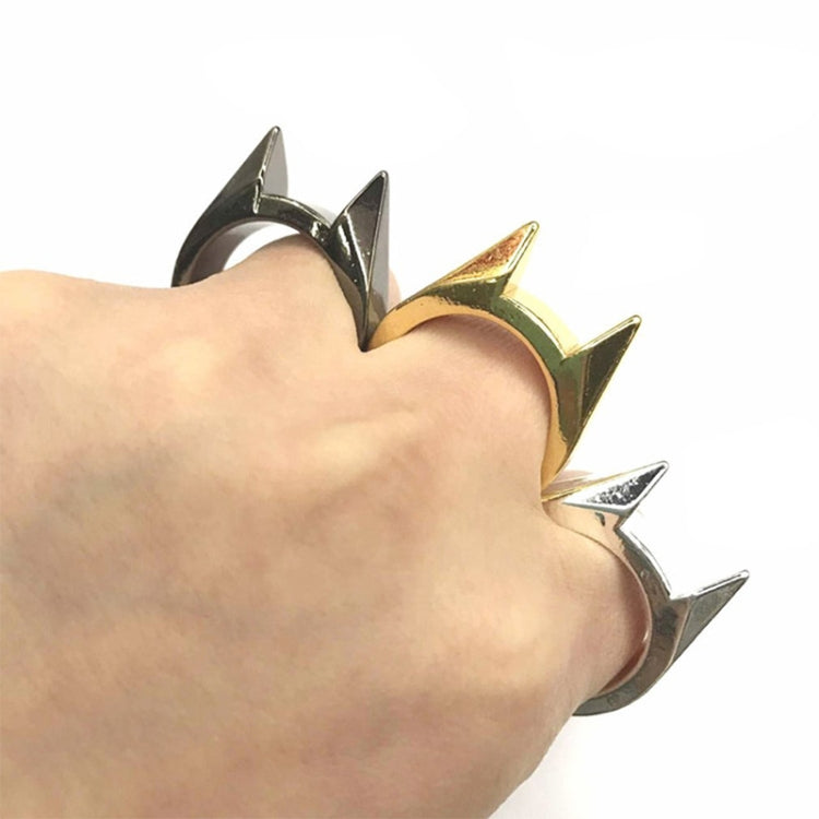 Women Men Safety Survival Ring Tool Self Defence Stainless Steel Finger Defense Ring(Gold)