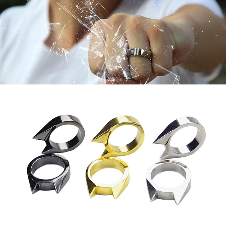 Women Men Safety Survival Ring Tool Self Defence Stainless Steel Finger Defense Ring(Gold)