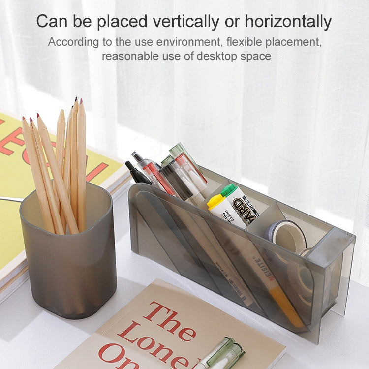 2 PCS Multi-function 4 Grid Desktop Pen Holder Office School Storage Case Clear Plastic Box Desk Pencil Organizer