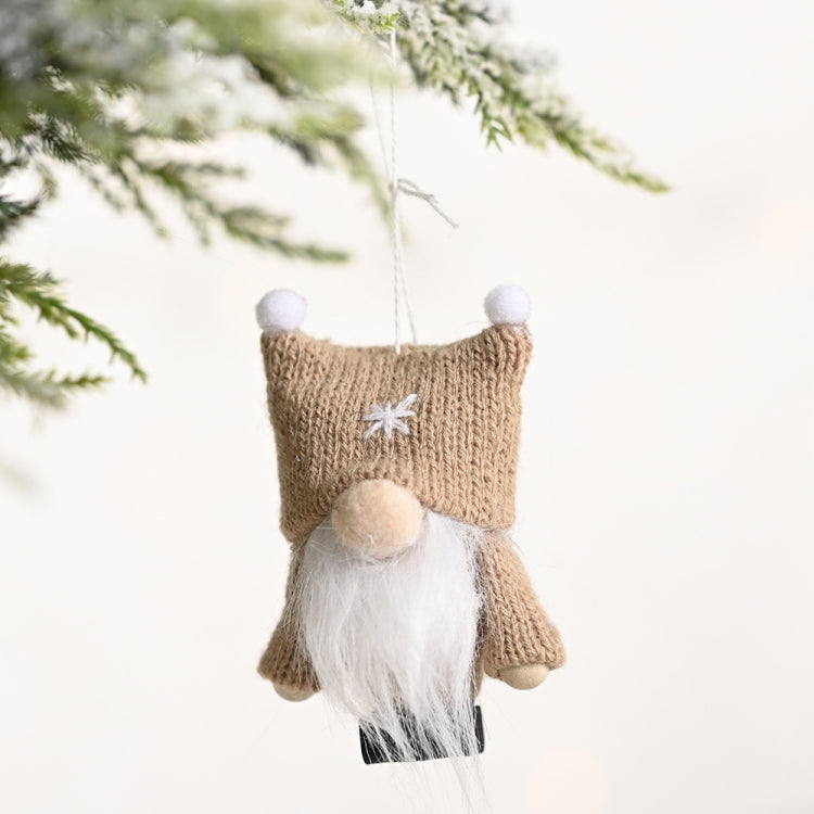 Christmas Decorations Double Ball Cap Forest Old Man Knitted Pendant Faceless Doll Ornaments, Red, Pink, Brown, Dark Green, Gray, White