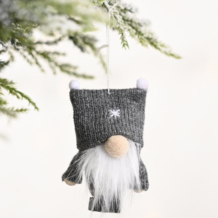 Christmas Decorations Double Ball Cap Forest Old Man Knitted Pendant Faceless Doll Ornaments, Red, Pink, Brown, Dark Green, Gray, White