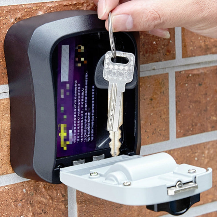 Wall-Mounted Key Code Box Construction Site Home Decoration Four-Digit Code Lock Key Box(Black)