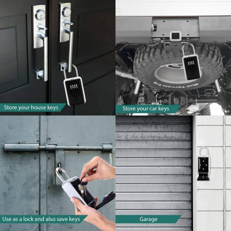 Password Key Box Wall-Mounted Metal Box Password Box Outdoor Key Anti-Theft Storage Box, Specification: Regular(Silver Black)