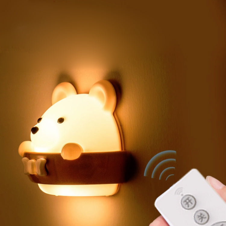 Bear Remote Control Night Light Bedside Eye Protection Wall Lamp with 3 Light Modes, CN Plug, Rechargeable