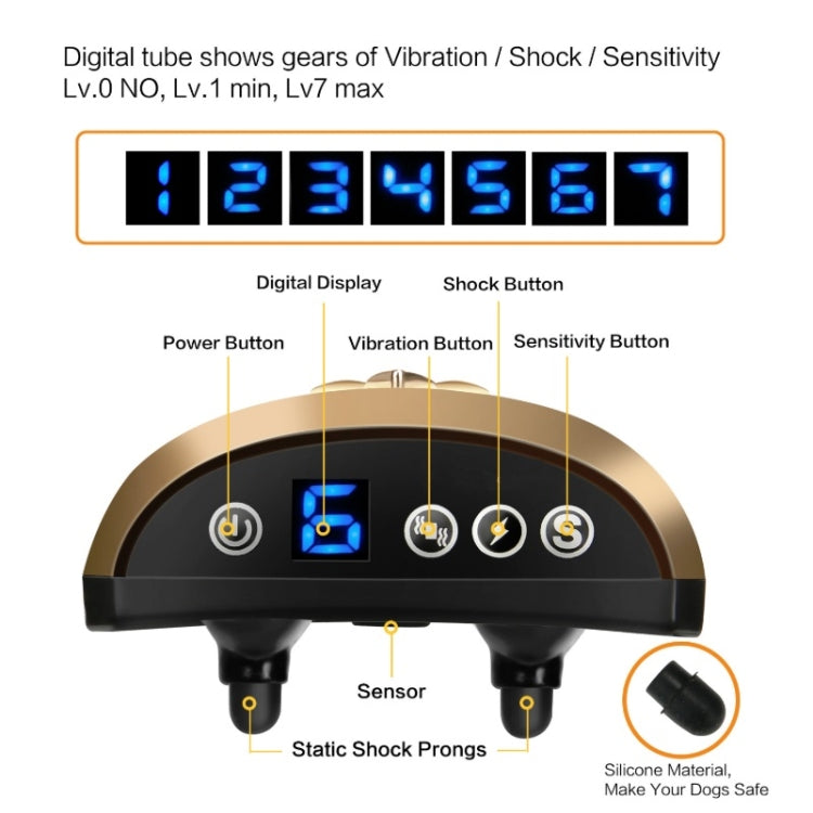 Digital Display Electronic Dog Training Device Pet Training Collar Bark Stop, Crown Pattern