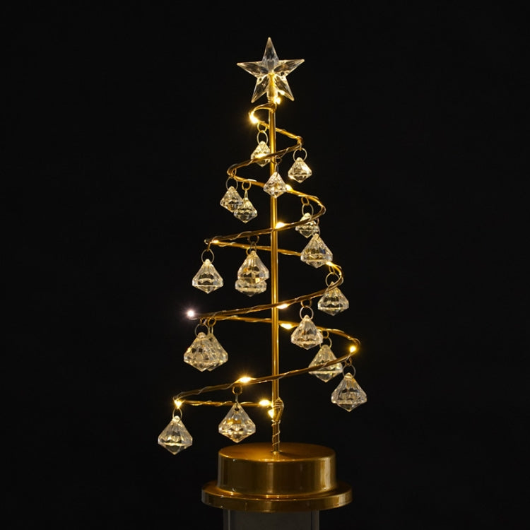 LED Wrought Iron Night Light Crystal Christmas Tree Light Room Decoration Small Table Lamp