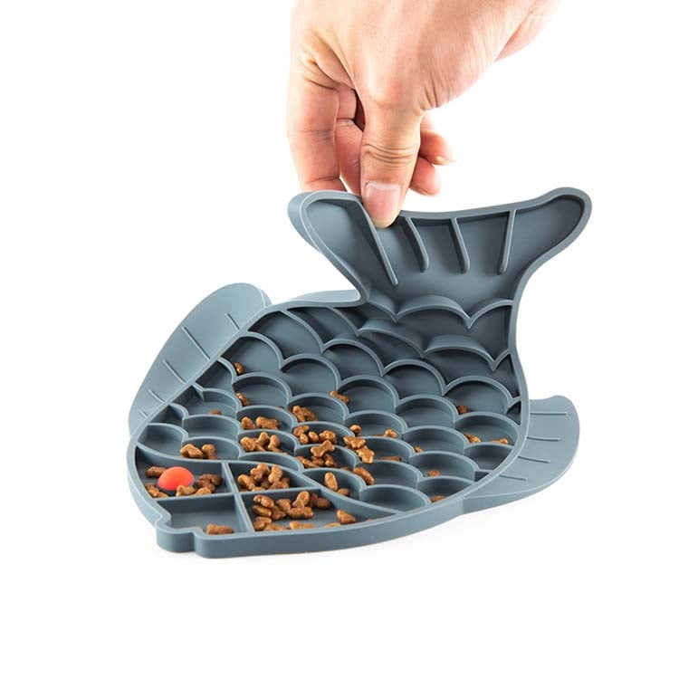 Pet Cats and Dogs Silicone Slow Food Mat Anti-choke Bowl, Fish Type, Flower Type, Claw Type