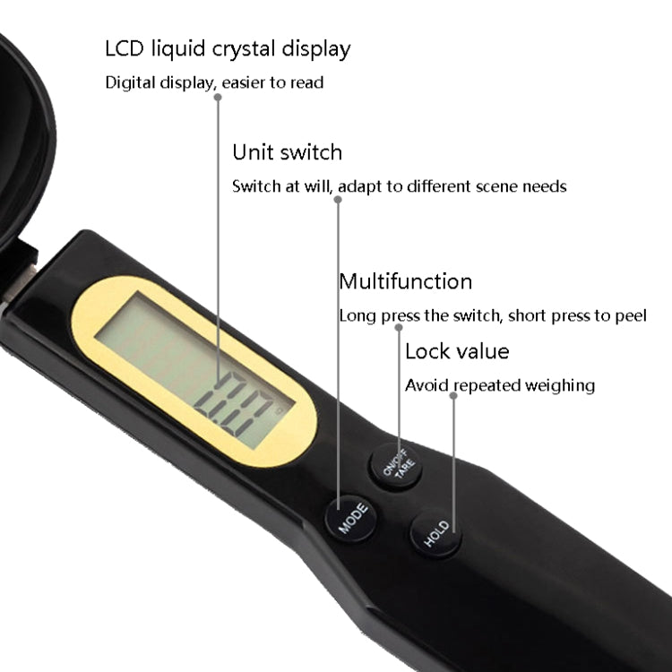 ABS Electronic Measuring Spoon Spoon Weighing Measuring Tool, Specification: 500g/0.1g, 500g/0.1g ABS White, 500g/0.1g ABS Black, 500g/0.1g White Large Spoon, 500g/0.1g Black Large Spoon