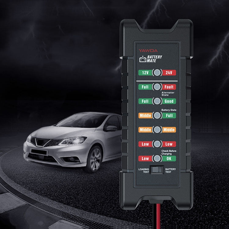 YAWOA BM410 Storage Battery Tester 12V/24V Load Test LED Smart Car Battery Tester Clip, BM410